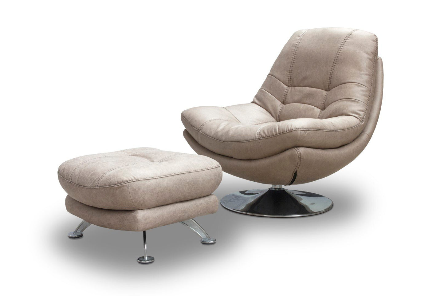 Axis Swivel Chair & Footstool  Light Grey