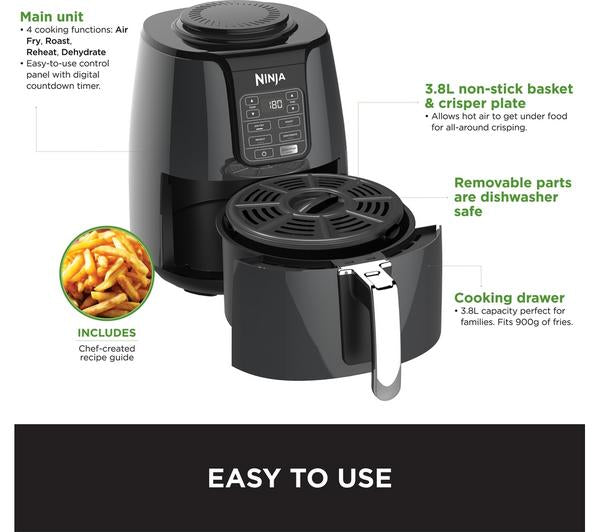 Ninja AF100UK 3.8L Air Fryer – Sleek Black Finish