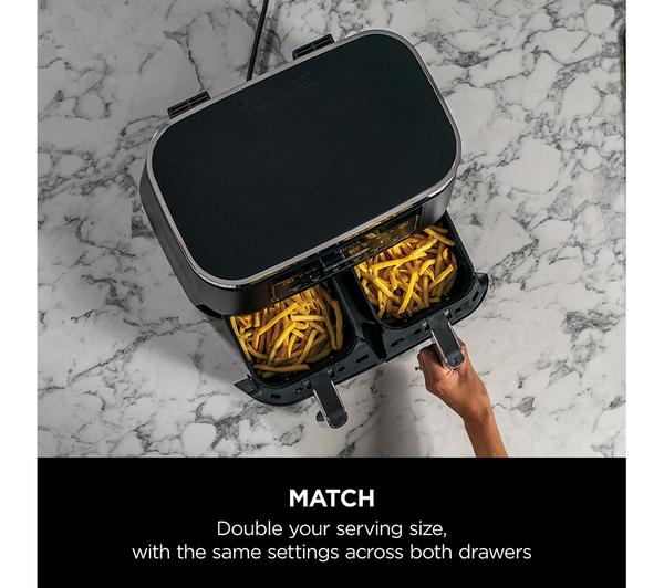 Ninja Foodi Dual Zone Air Fryer AF300UK – 7.6L, 6 Cooking Functions, Black