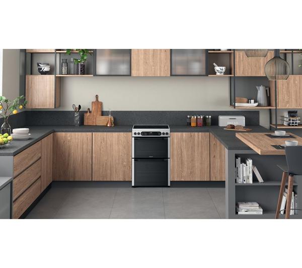 Hotpoint Multiflow HDM67V9DCX/UK – 60 cm Electric Ceramic Double Cooker – Stainless Steel, A‑Rated