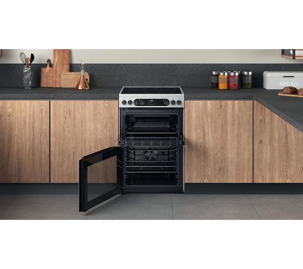 Hotpoint Multiflow HDM67V9DCX/UK – 60 cm Electric Ceramic Double Cooker – Stainless Steel, A‑Rated