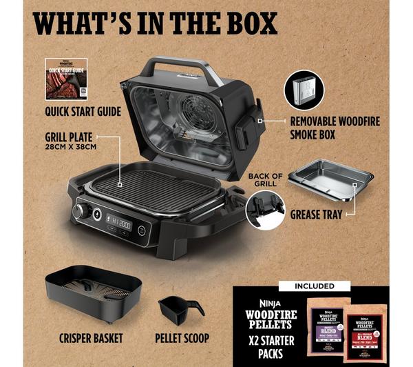 Ninja Woodfire Electric BBQ Grill & Smoker OG701UK – 3-in-1 Outdoor Grill, Smoker & Air Fryer