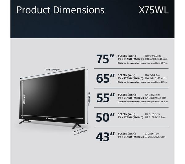 Sony United Kingdom KD43X75WLPU Sony Bravia X75wl 43 Inch Led 4K Hdr Google TV