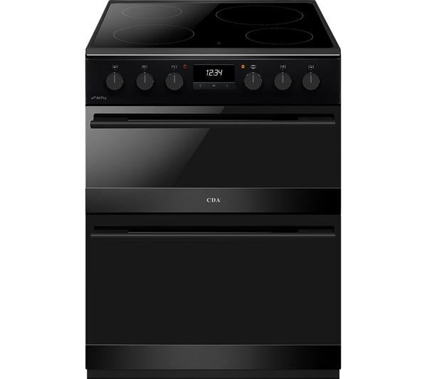 CDA CFC6100MB 60 cm Freestanding Electric Cooker with Ceramic Hob & AirFry Tray – Matte Black (A‑Rated)