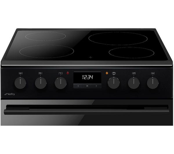 CDA CFC6100MB 60 cm Freestanding Electric Cooker with Ceramic Hob & AirFry Tray – Matte Black (A‑Rated)