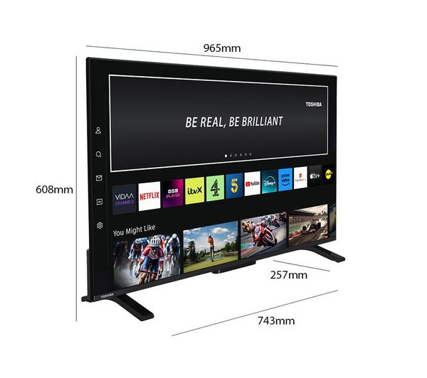 Toshiba 43UV2363DB 43`` Smart Vidaa, Borderless 4K Hdr, Satellite Tuner, Disney+