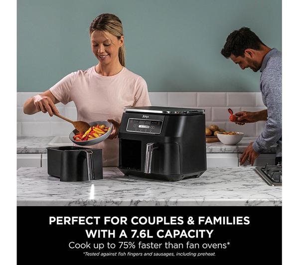Ninja Foodi AF200UK 4-in-1 Dual Zone Air Fryer – 9.5L, 2400W, Black