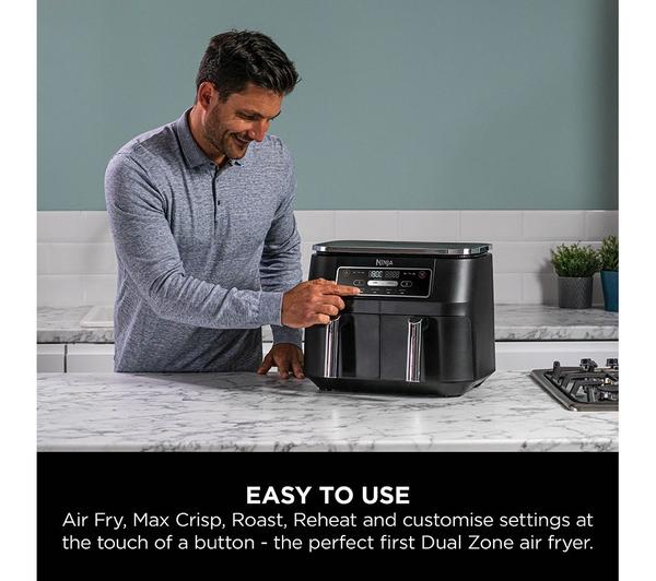 Ninja Foodi AF200UK 4-in-1 Dual Zone Air Fryer – 9.5L, 2400W, Black