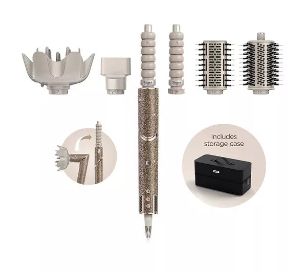 SHARK FlexStyle Sparkle HD446JSUK 5-in-1 Air Styler & Hair Dryer – Limited Edition Champagne Diamond with Storage Case