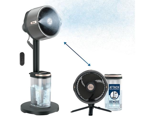 Shark FlexBreeze Pro Mist FA300UK – 11.8″ Hybrid Pedestal & Tabletop Fan with Misting, Corded/Cordless – Charcoal Grey