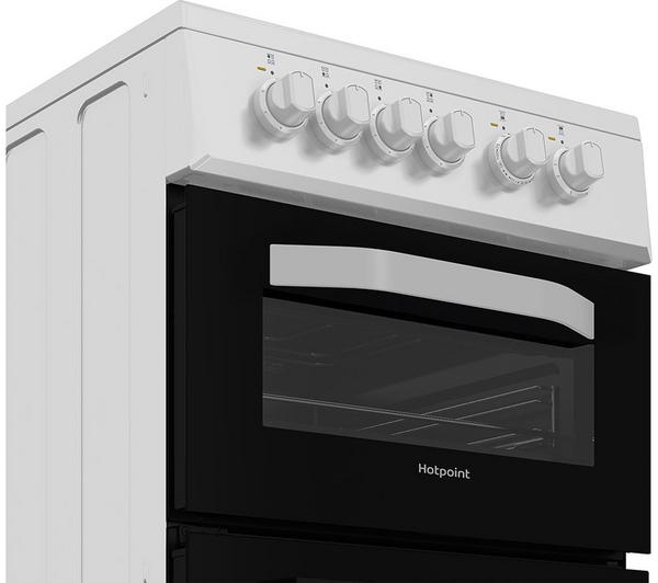 Hotpoint HTE5VCW – 63 L Twin-Cavity Electric Ceramic Cooker, Separate Grill & Fast Preheat – White, A Rated