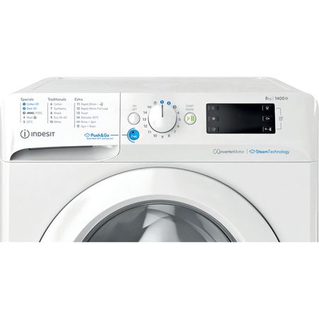 Indesit Push&Go BWE 81496X WV UK 8kg Washing Machine with 1400 rpm - White - A Rated