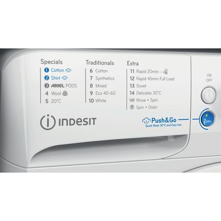 Indesit Push&Go BWE 81496X WV UK 8kg Washing Machine with 1400 rpm - White - A Rated