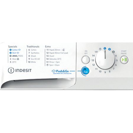 Indesit Push&Go BWE 81496X WV UK 8kg Washing Machine with 1400 rpm - White - A Rated