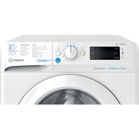 Indesit Push&Go BWE 101496X WV UK 10kg Washing Machine with 1400 rpm - White - A Rated