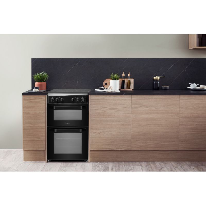 Hotpoint 50cm Electric Ceramic Cooker - Black - HD5V92KCB