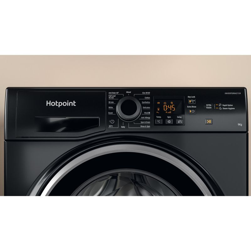 Hotpoint 9Kg 1400 Spin Black Washing Machine - NSWF945CBSUKN