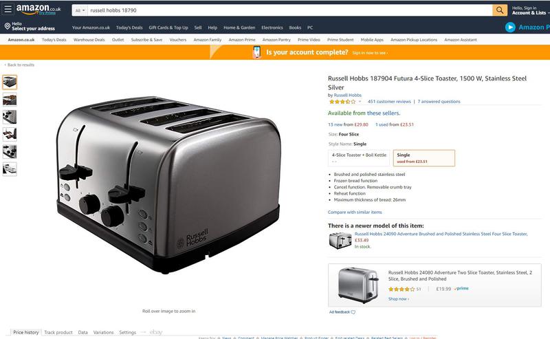 Russell Hobbs 4 Slice Toaster Brushed