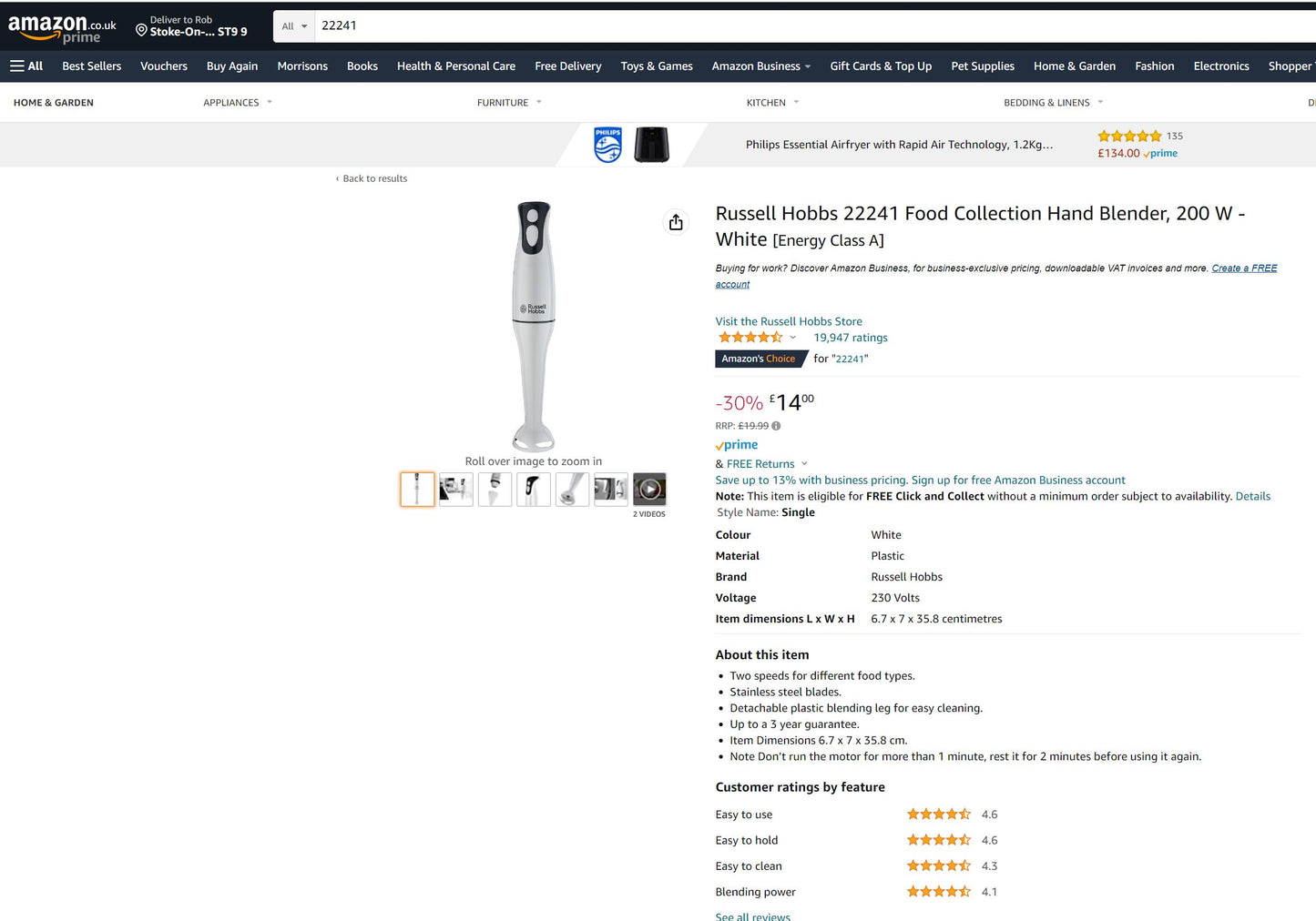 Russell Hobbs Food Collection Hand Blender - 22241