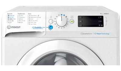 Indesit Push&Go Steam 9kg White Washing Machine – Energy Efficient A (BWE91496XWVUK)