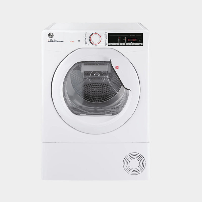 Hoover H-Dry 300 8kg Heat Pump Tumble Dryer – Energy Efficient, Sensor Dry, Wi-Fi Connected, White (HLE H8A2TE-80)