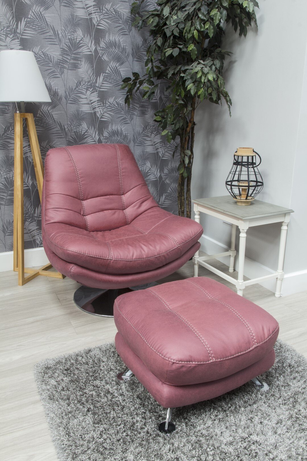 Axis Swivel Chair & Footstool  Blush Pink