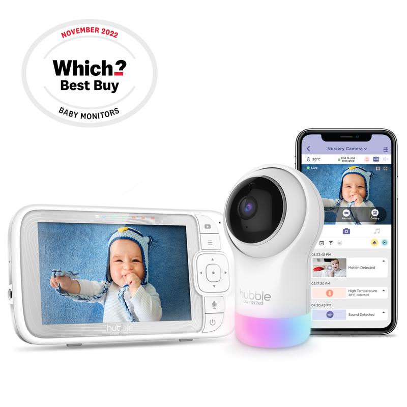 Hubble Nursery Pal Glow+ 5 Video Baby Monitor White