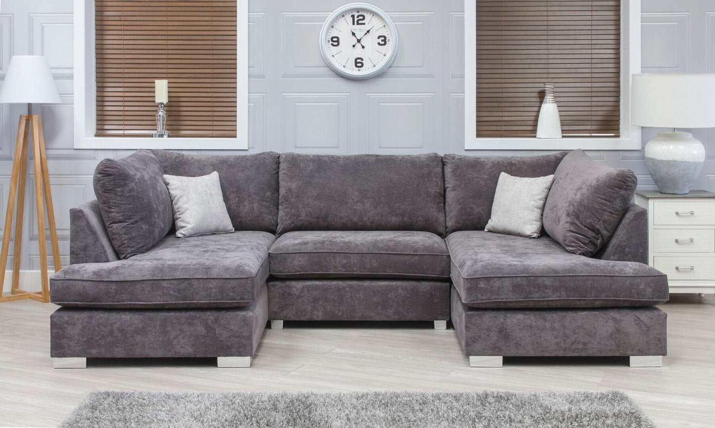 Ashton Fabric U Shape Corner Sofa & Stool