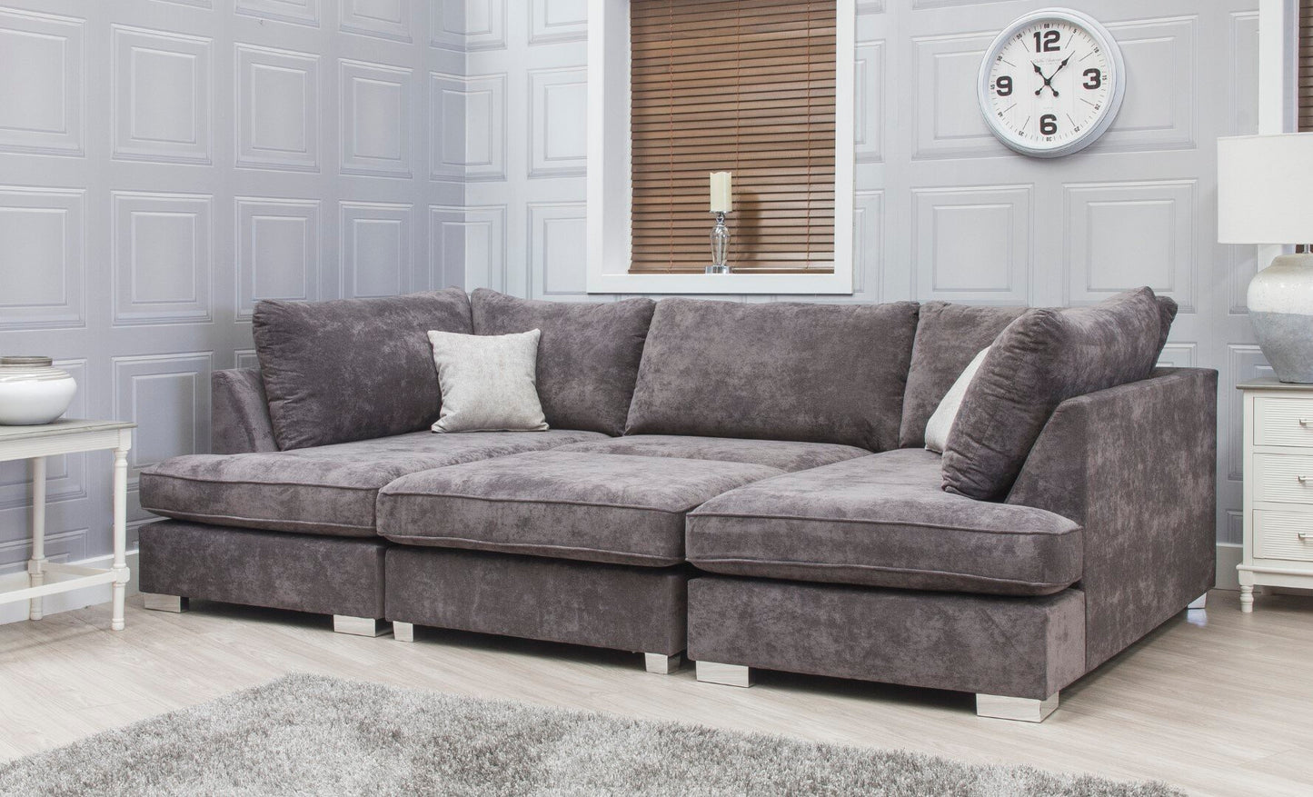 Ashton Fabric U Shape Corner Sofa & Stool