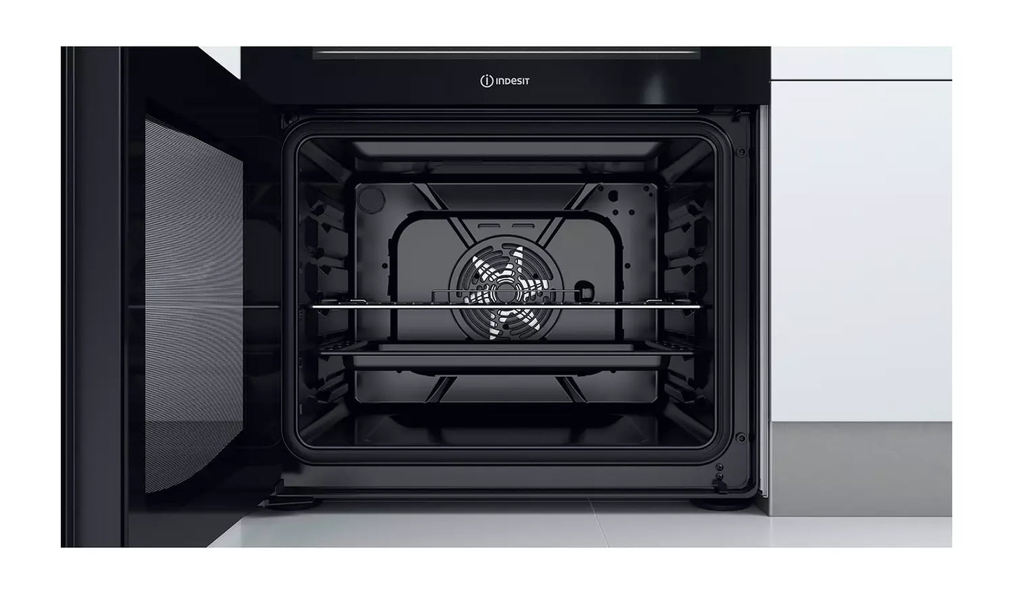Indesit 60Cm Double Oven Electric Cooker In White - ID67V9KMWUK