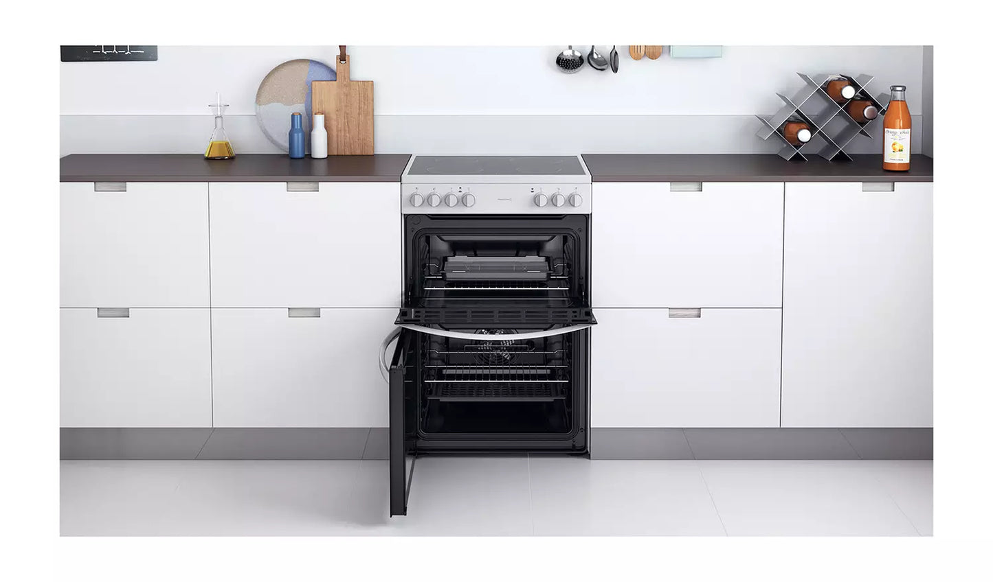 Indesit 60Cm Double Oven Electric Cooker In White - ID67V9KMWUK