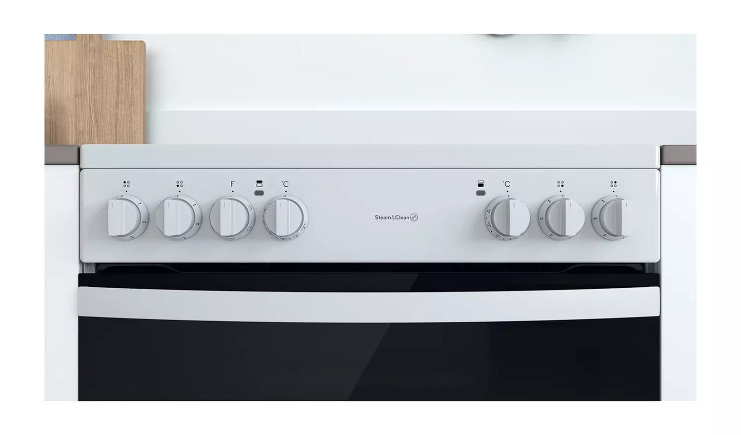 Indesit 60Cm Double Oven Electric Cooker In White - ID67V9KMWUK