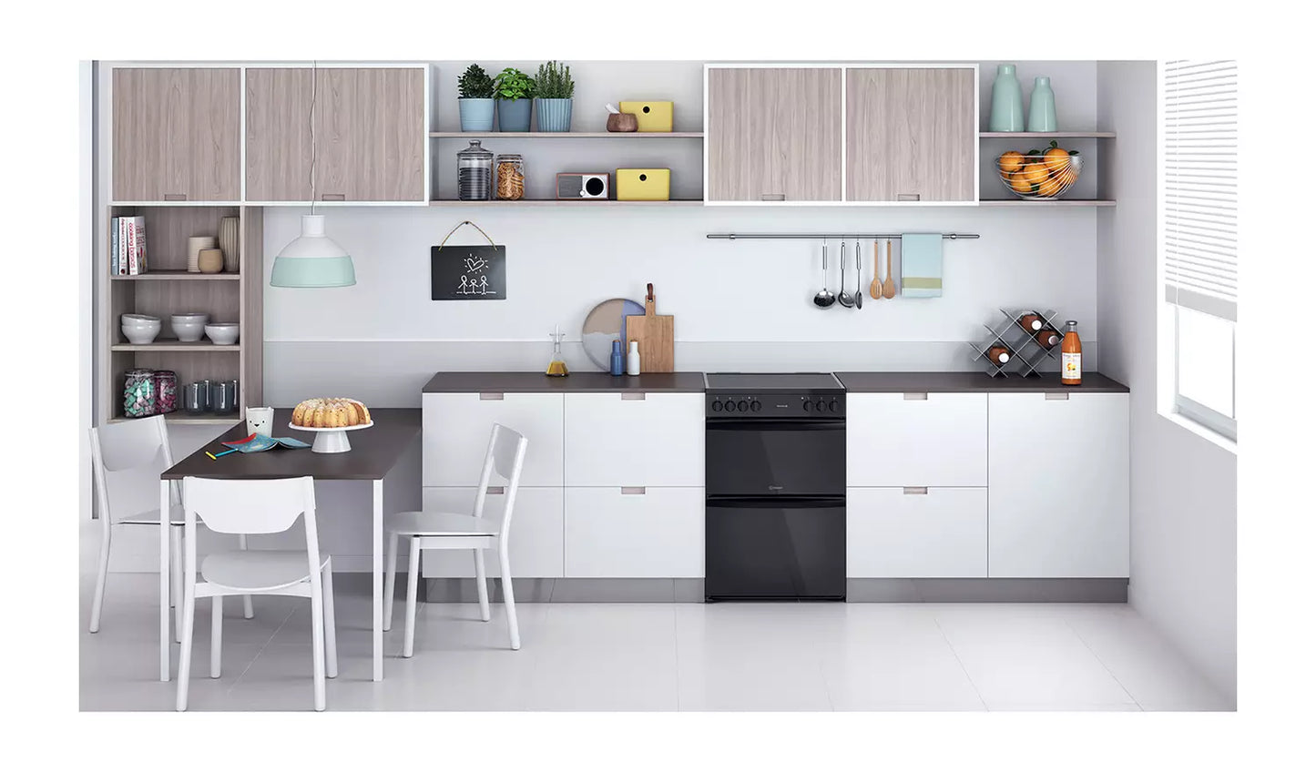 Indesit Electric Double Cooker 60cm Black - ID67V9KMBUK