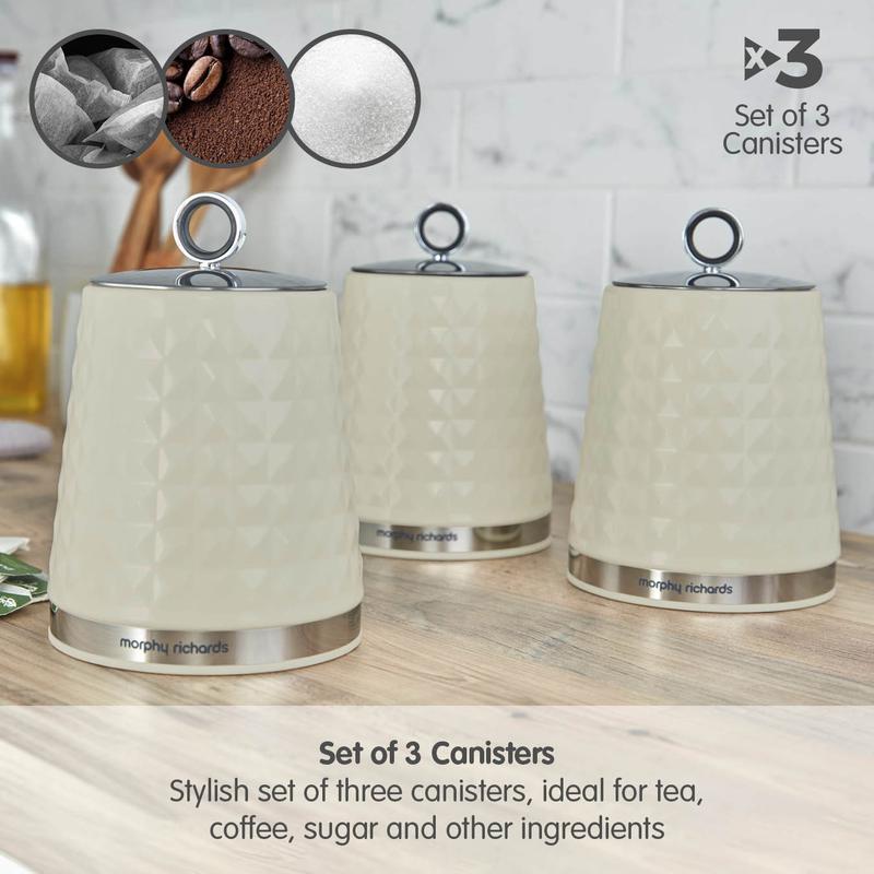 Morphy Richards Dimensions Set of 3 Canisters Ivory Cream