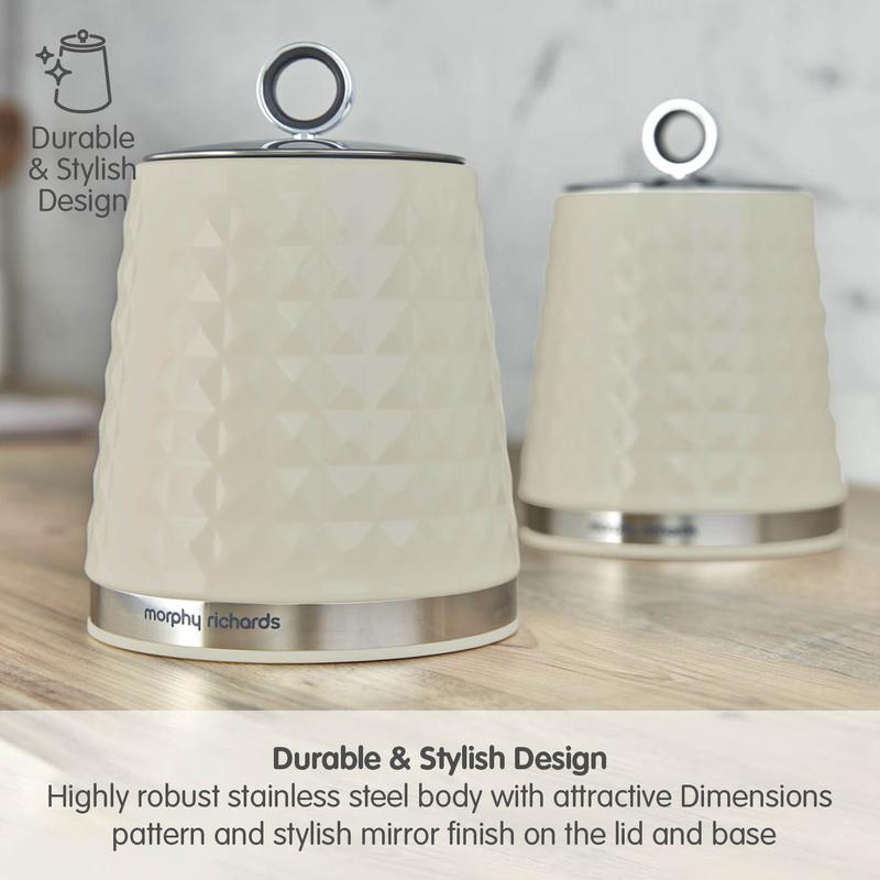 Morphy Richards Dimensions Set of 3 Canisters Ivory Cream