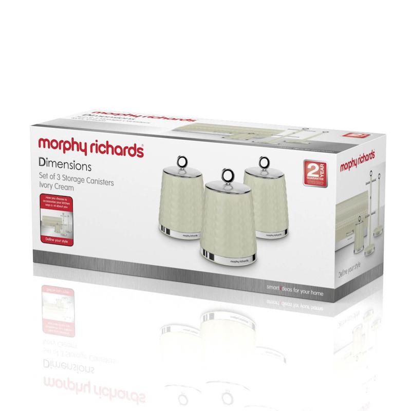 Morphy Richards Dimensions Set of 3 Canisters Ivory Cream