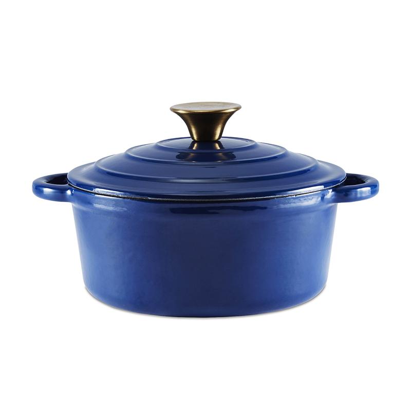 Barbary Oak Foundry 20cm Round Cast Iron Casserole Limoges Blue