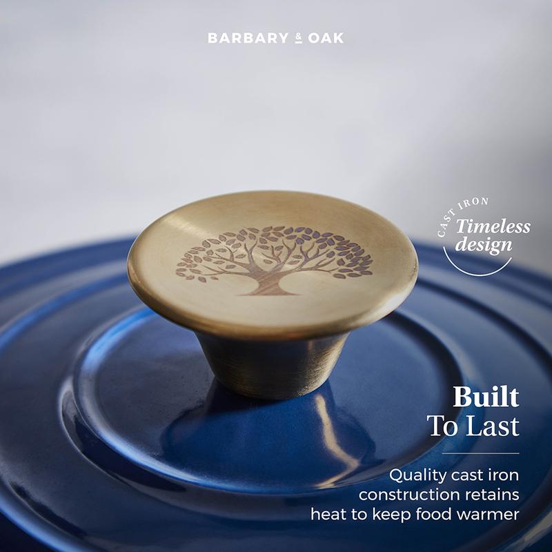 Barbary Oak Foundry 20cm Round Cast Iron Casserole Limoges Blue