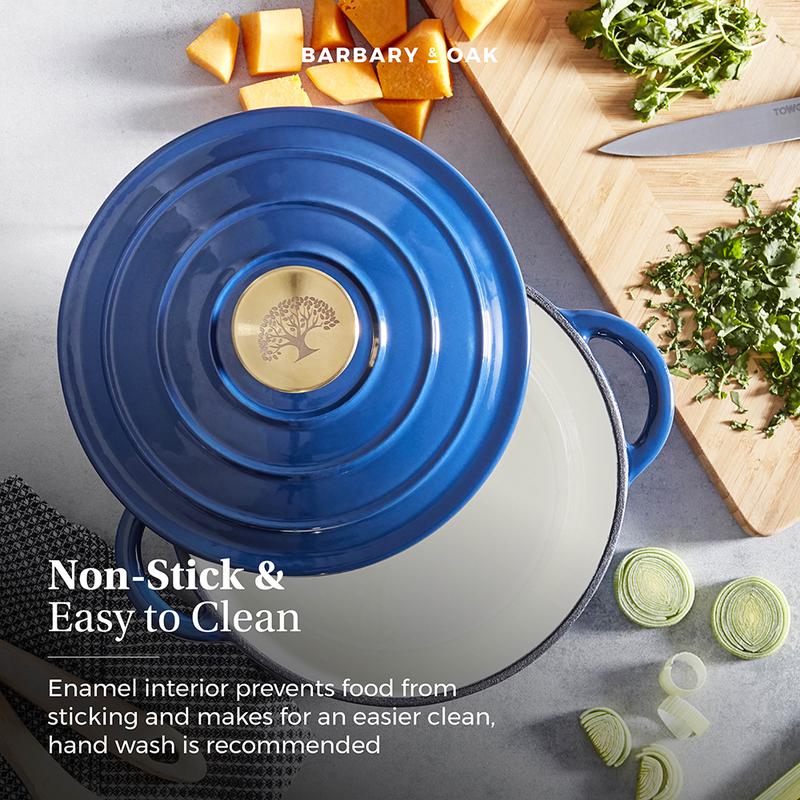 Barbary Oak Foundry 20cm Round Cast Iron Casserole Limoges Blue