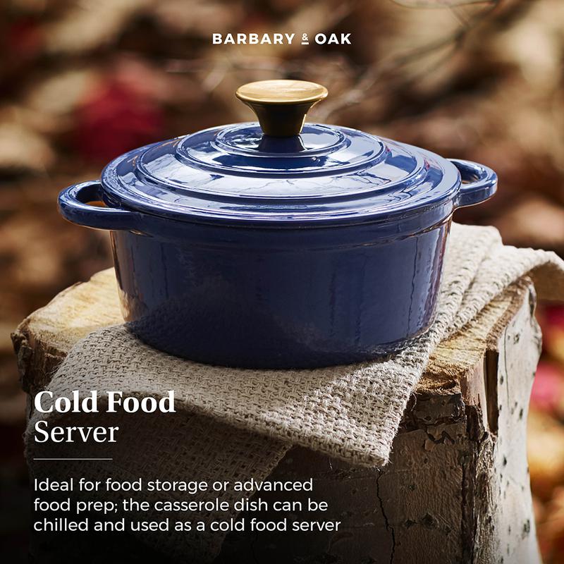 Barbary Oak Foundry 20cm Round Cast Iron Casserole Limoges Blue