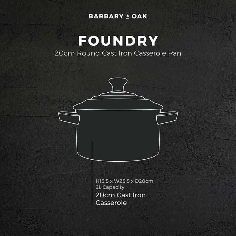 Barbary Oak Foundry 20cm Round Cast Iron Casserole Limoges Blue