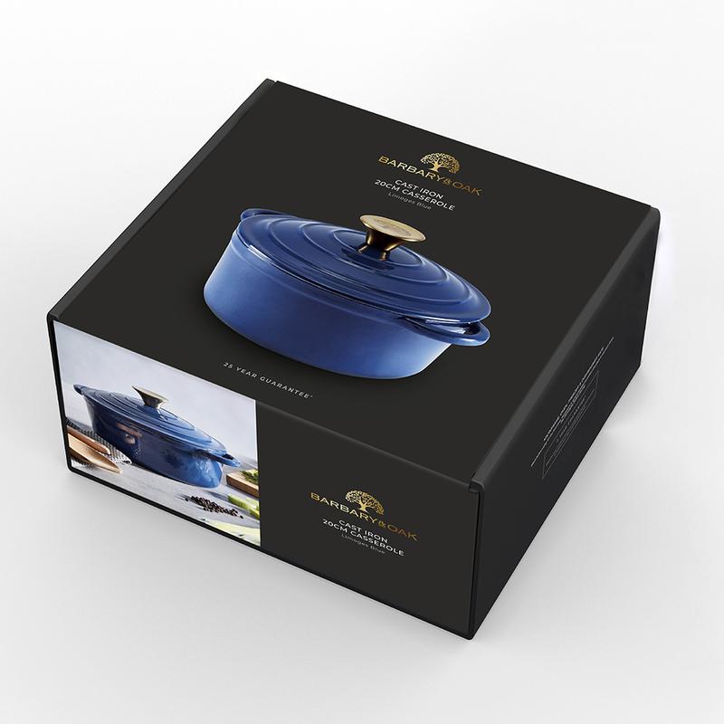 Barbary Oak Foundry 20cm Round Cast Iron Casserole Limoges Blue