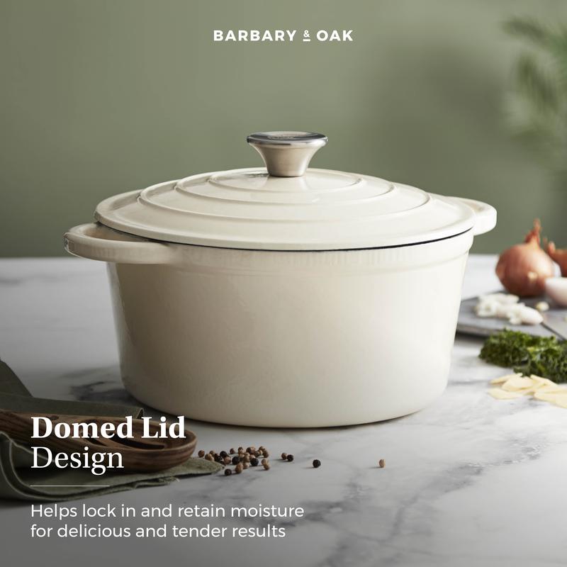 Barbary Oak Foundry 24cm Round Cast Iron Casserole Camembert Cream