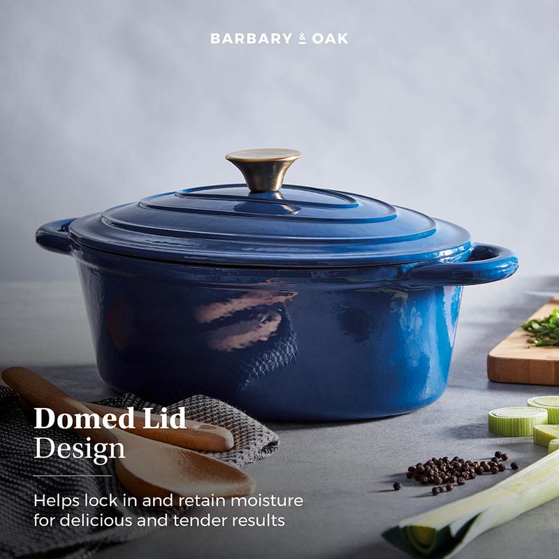 Barbary Oak Foundry 29cm Oval Cast Iron Casserole Limoges Blue