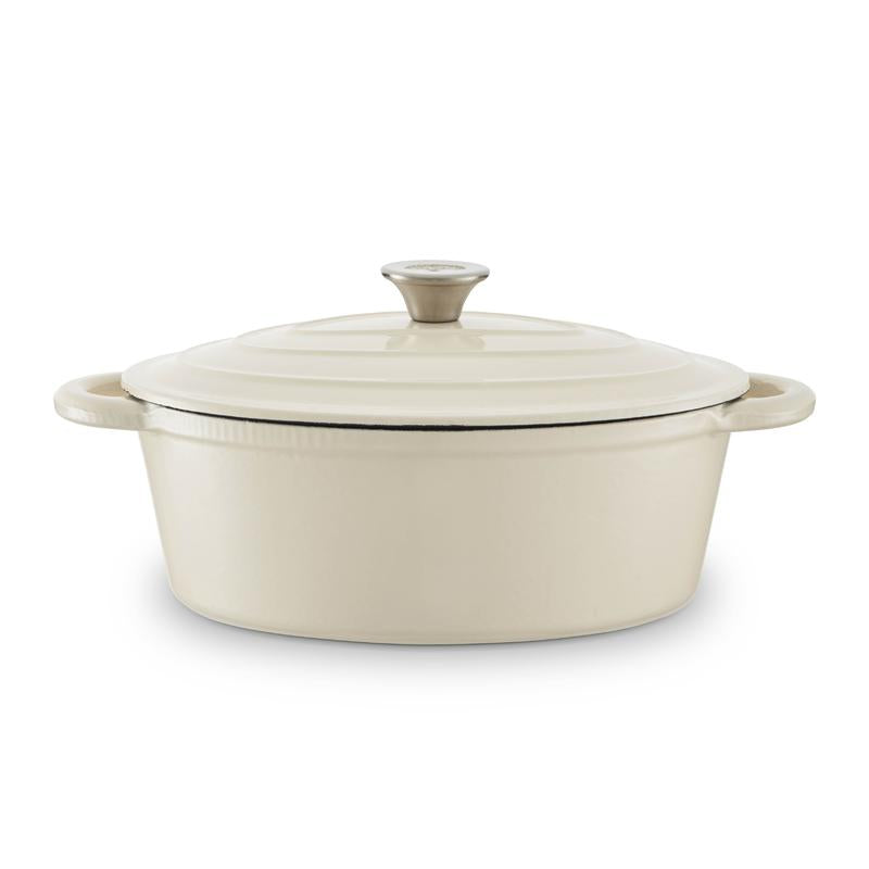 Barbary Oak Foundry 29cm Oval Cast Iron Casserole Limoges Blue