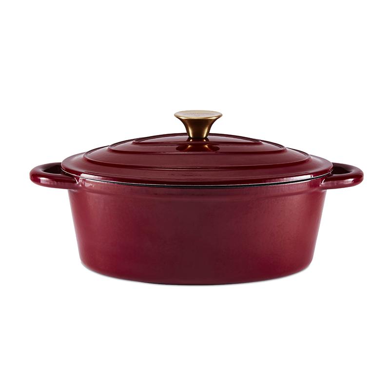 Barbary Oak Foundry 29cm Oval Cast Iron Casserole Limoges Blue