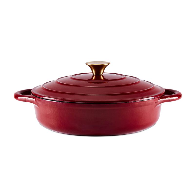 Barbary Oak Foundry 28cm Shallow Cast Iron Casserole Limoges