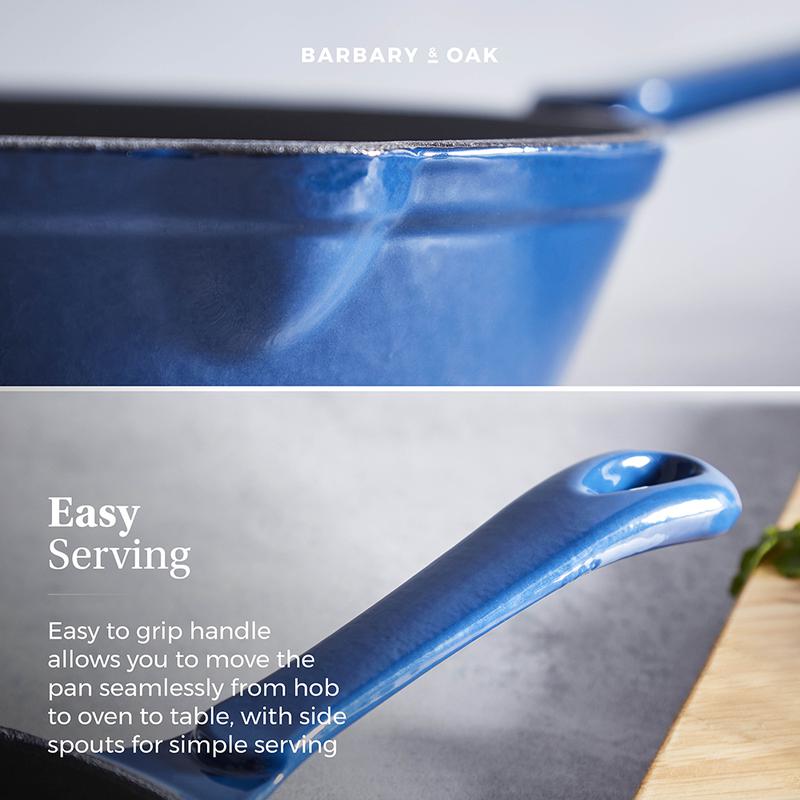 Barbary Oak 26cm Cast Iron Round Frying Pan