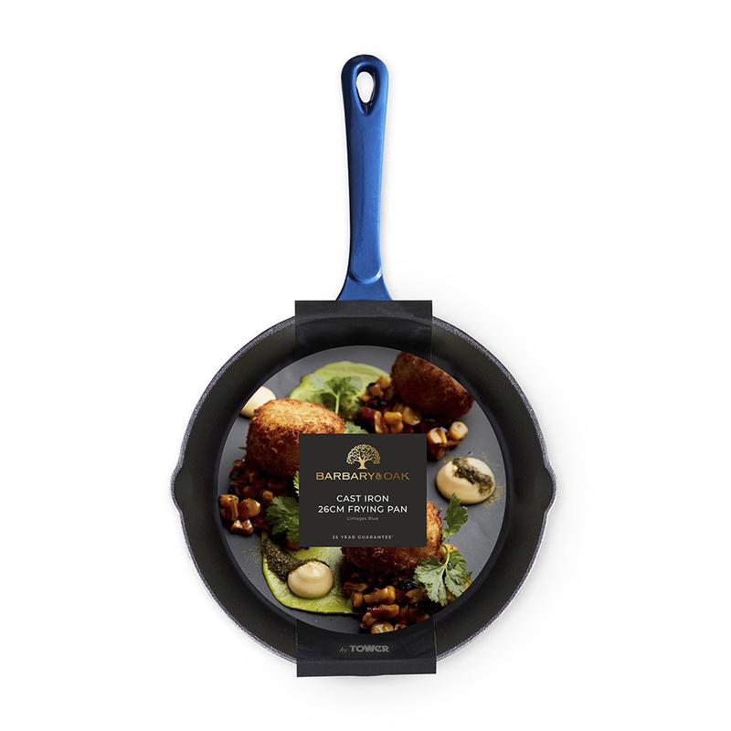 Barbary Oak 26cm Cast Iron Round Frying Pan