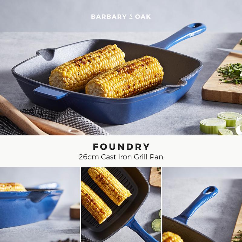Barbary Oak 26cm Cast Iron Grill Pan